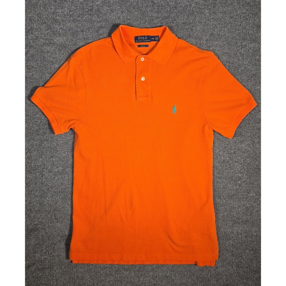 Ralph Lauren Orange Polo Shirt with Turquoise Logo